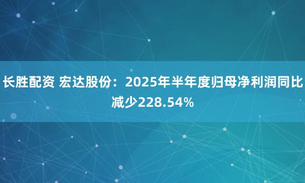 长胜配资 宏达股份：2025年半年度归母净利润同比减少228.54%